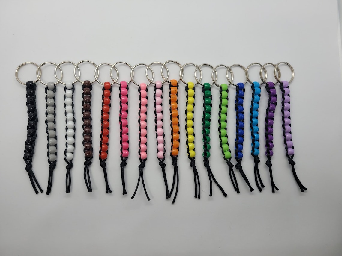 Beaded keychains in different colors